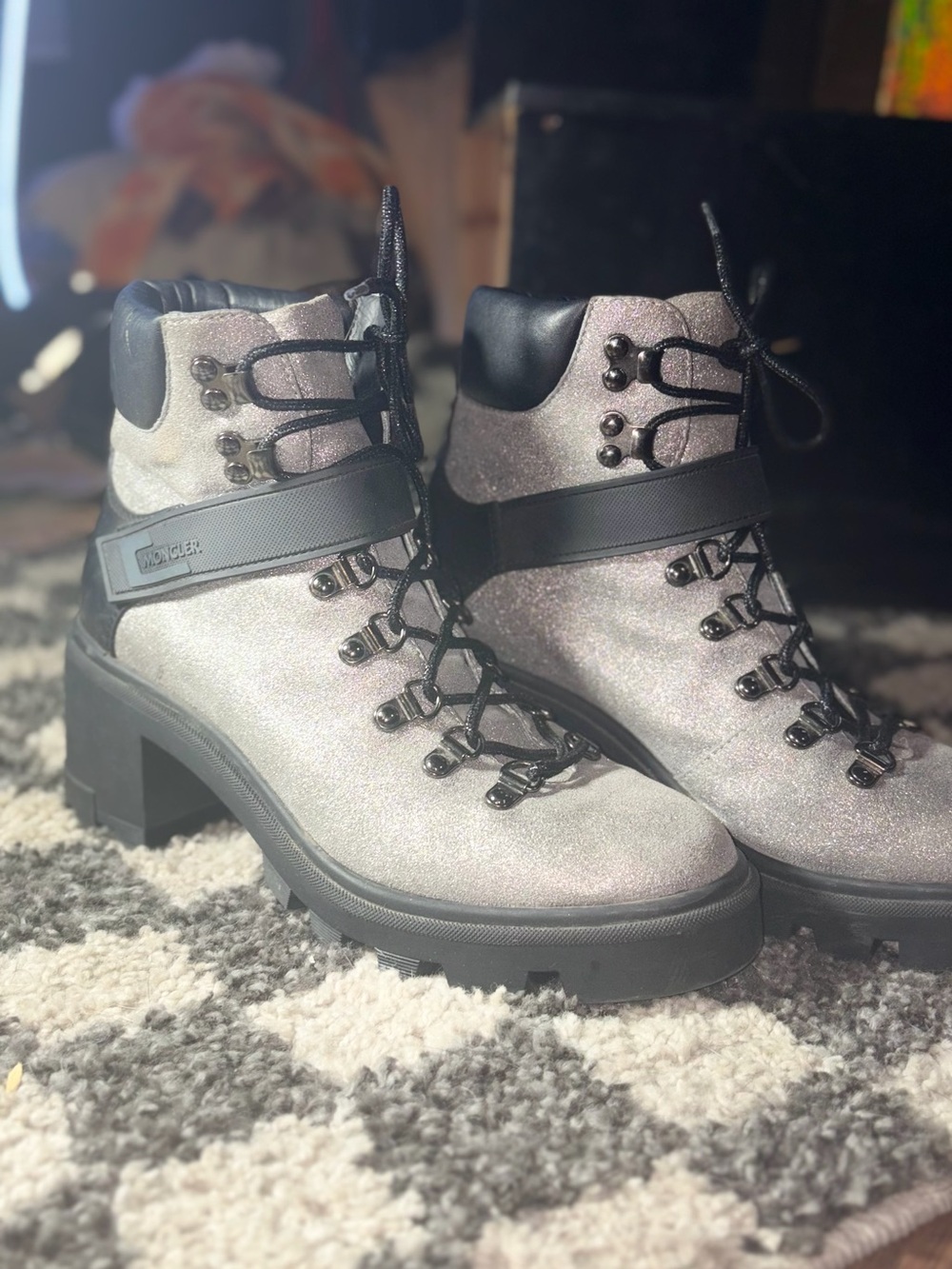 Moncler Carol Shimmery Silver Boots with 30% off bundle special